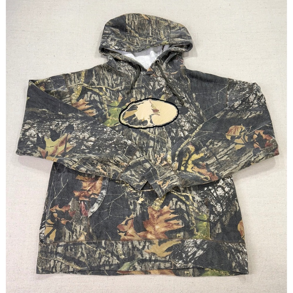 Russell Outdoors Men's Large Woodstalker Pullover Hoodie Mossy Oak Camo Vintage